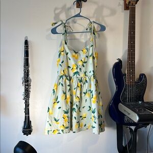 Blue Rain Lemon Print Casual Dress